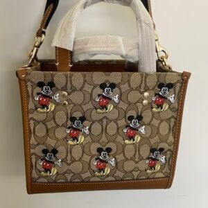 Coach Disney X Coach Dempsey Tote 22 In Signature Jacquard With Mickey Mouse